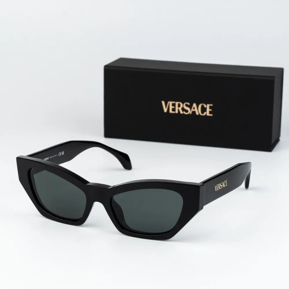 Versace Women Sunglasses Black Grey Cat Eye VE4488U GB1/87 NEW AUTHENTIC